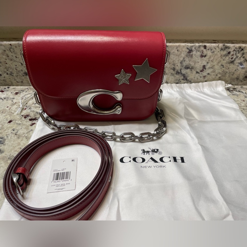 Coach Idol Bag - CM557 - Red Enamel with Silver hardware